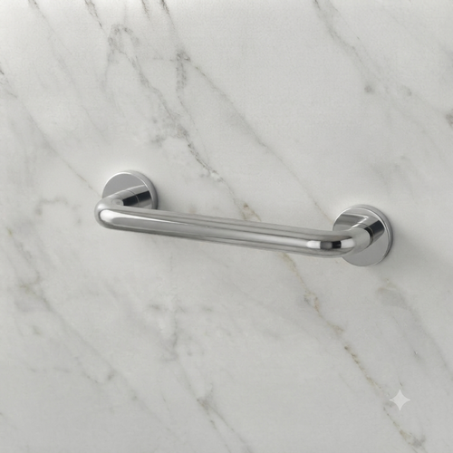Barre d’appui droite chromée 300 mm AKW pour sécuriser une salle de bains accessible PMR.