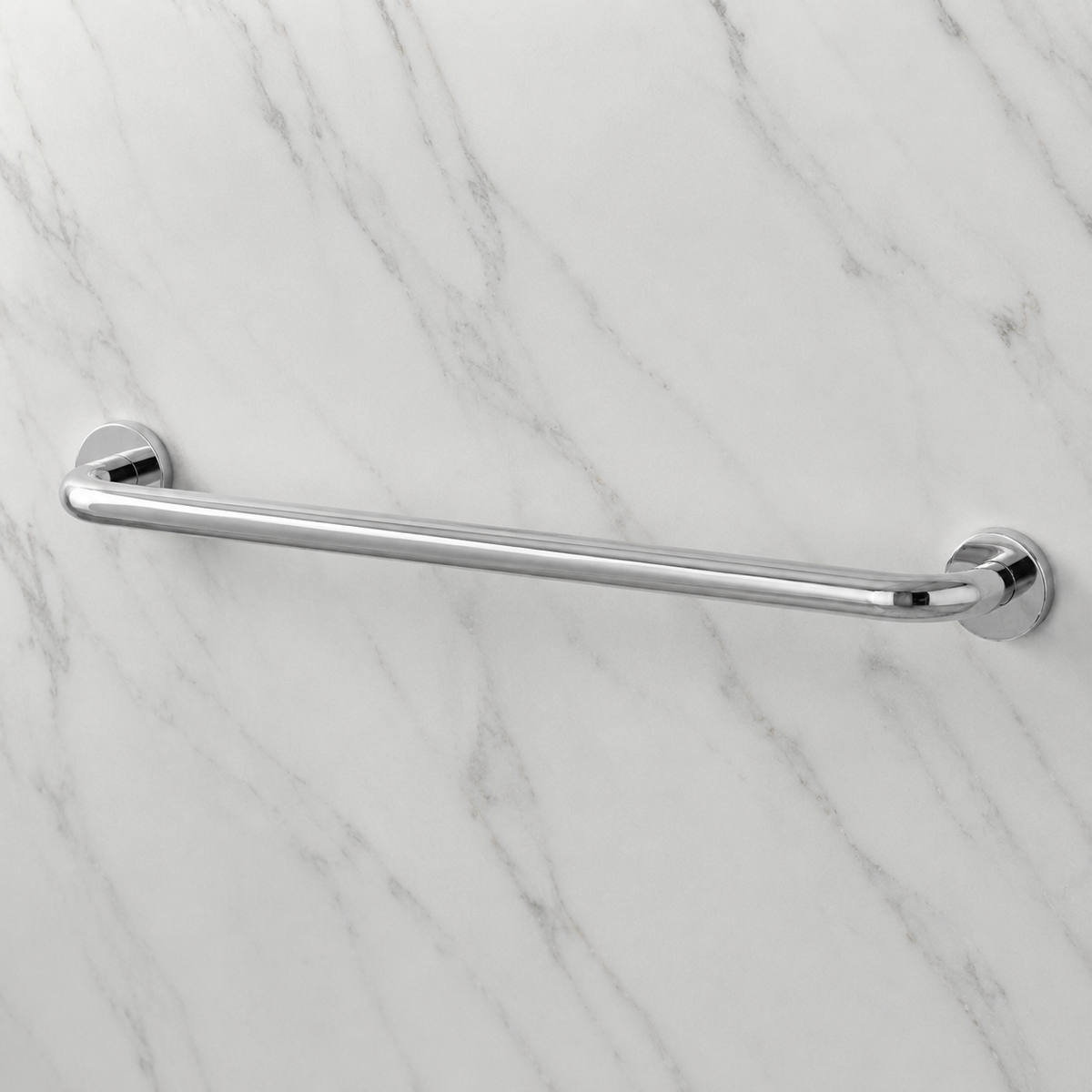 Barre d’appui droite chromée 600 mm AKW pour salle de bains et WC accessibles PMR.