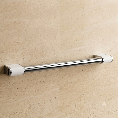 Barre d’appui droite Onyx 2 AKW avec finition chromée pour salle de bains accessible.