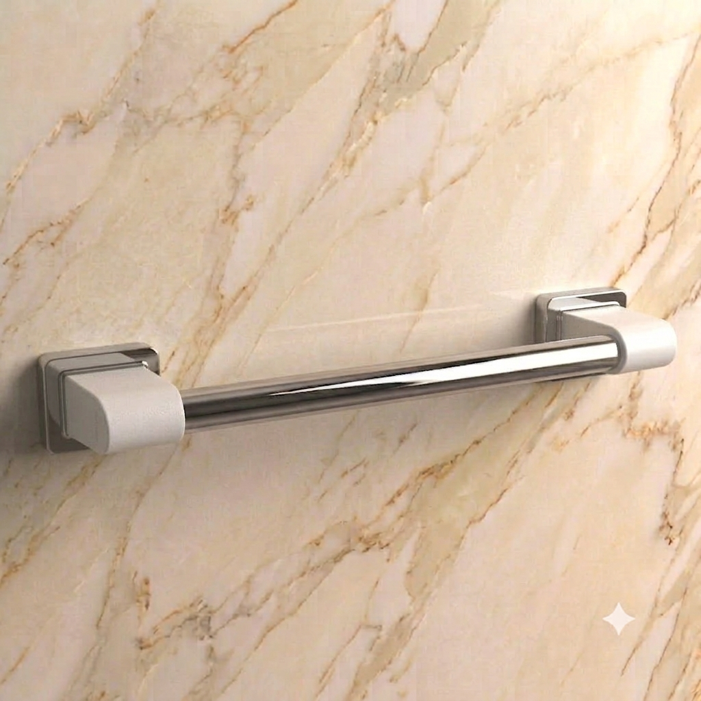 Barre d’appui droite Rugao blanche 450 mm AKW pour salle de bains accessible.