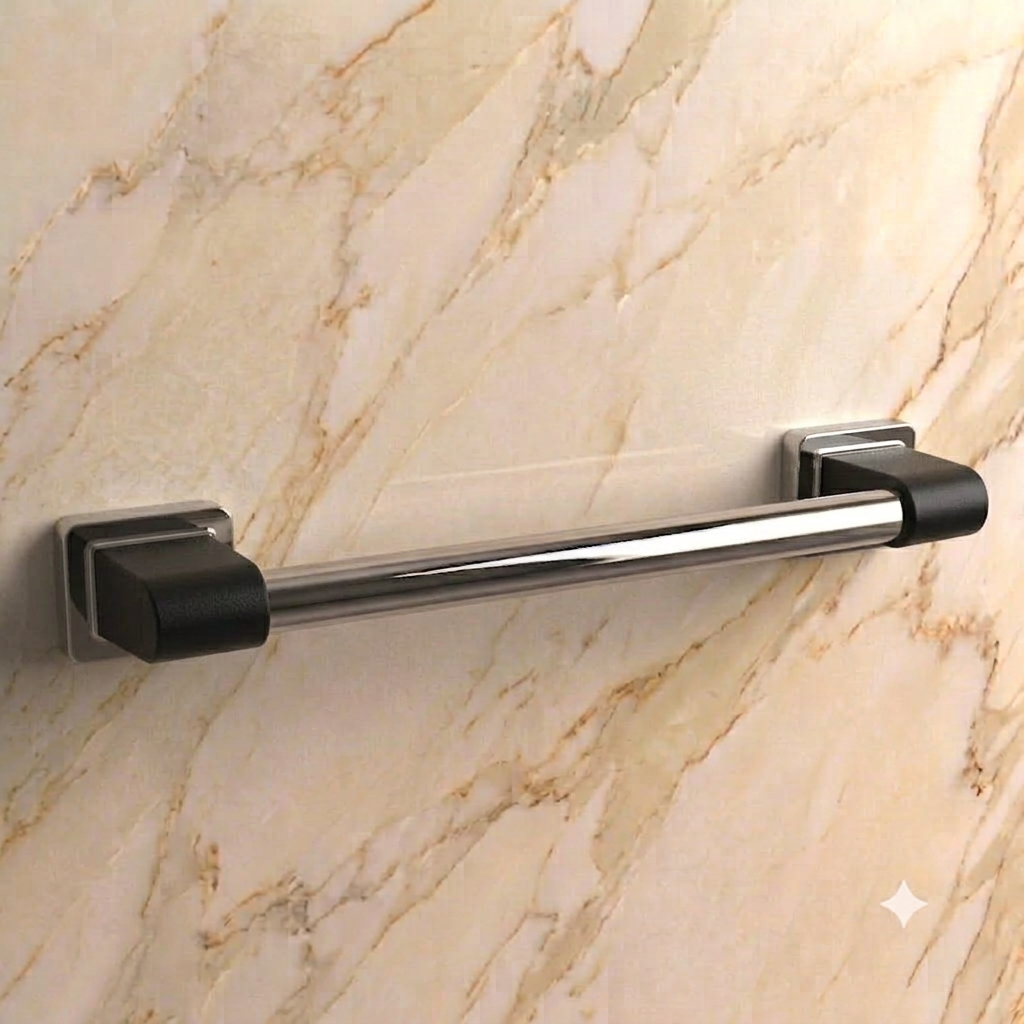Barre d’appui droite Rugao gris anthracite 450 mm AKW pour salle de bains PMR.