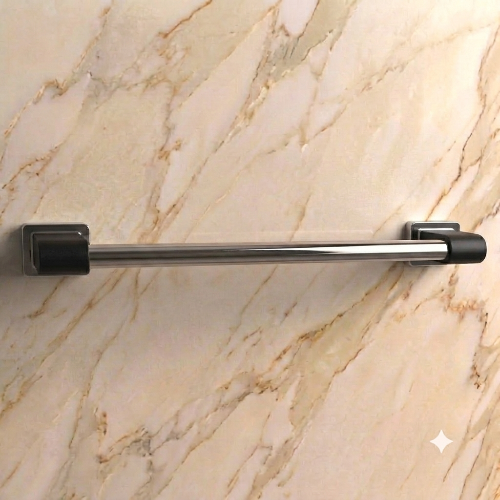 Barre d’appui droite Rugao gris anthracite 600 mm AKW pour salle de bains accessible PMR.