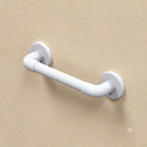 Barre d’appui droite PVC blanche lisse 300 mm AKW pour salle de bains accessible PMR.