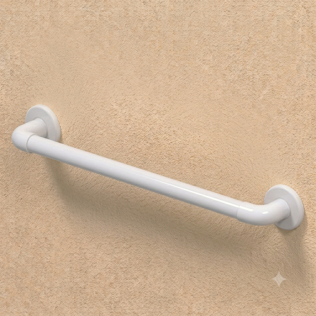 Barre d’appui droite PVC blanche lisse 600 mm AKW pour sécuriser les déplacements.